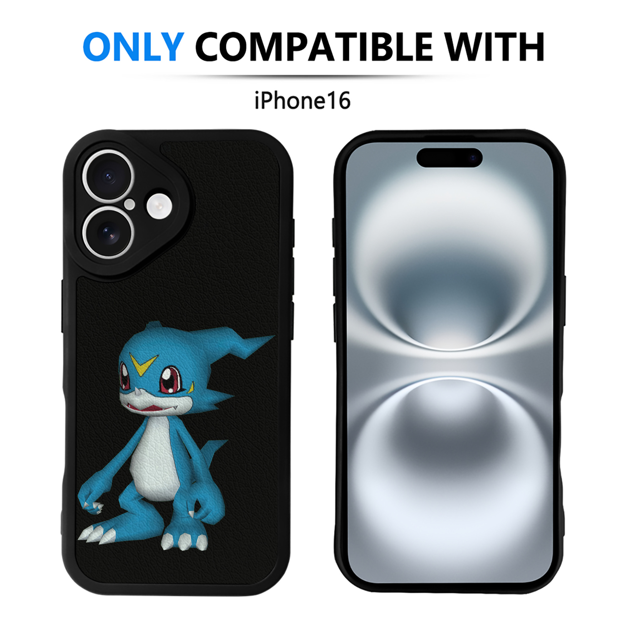 （画像用） Digimon デジタルモンスター/デジモン 【iPhone 16シリーズ対応】シリコンスマホケース（レザー調） 材質：シリコン